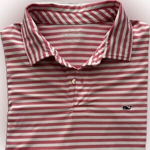 Vineyard Vines Men's Polo in Pink and White Stripes